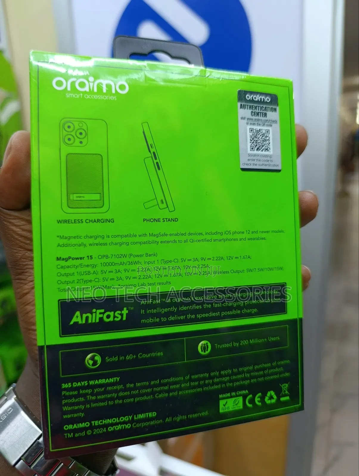 Oraimo Magpower 15 10000 Mah Wireless Powerbank With Phone Stand