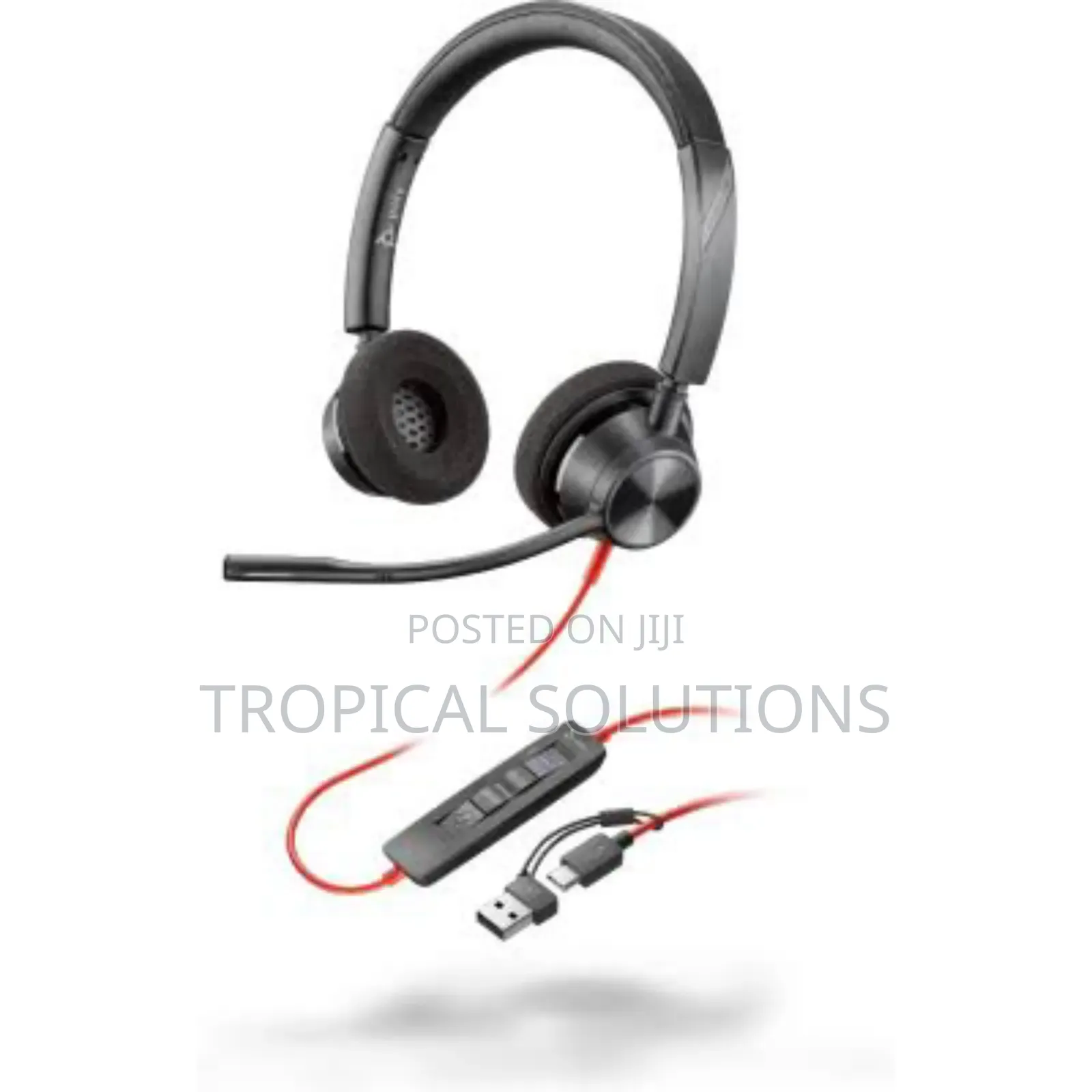 Poly Black Wire 3220 Stereo USB -C Headset + USB -C