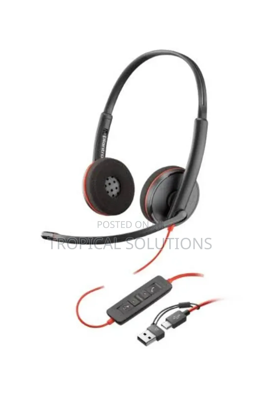 Poly Black Wire 3220 Stereo USB -C Headset + USB -C