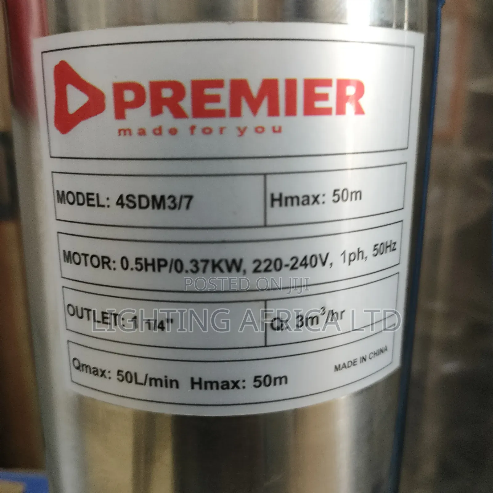 50 Meters Head 1.5 Inches 0.5hp Ac Submersible Water Pump