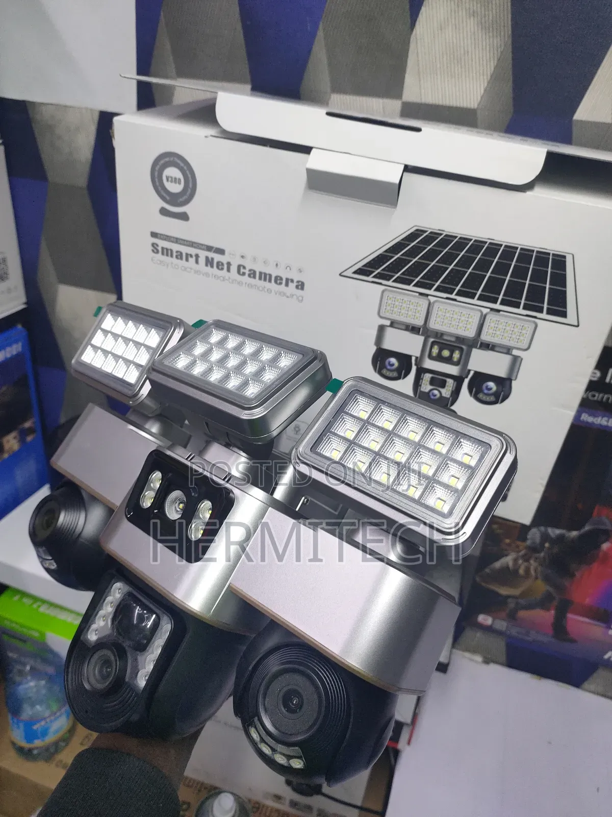 3lens 3 Screens 4g Solar PTZ CCTV Surveillance Camera Led Lights