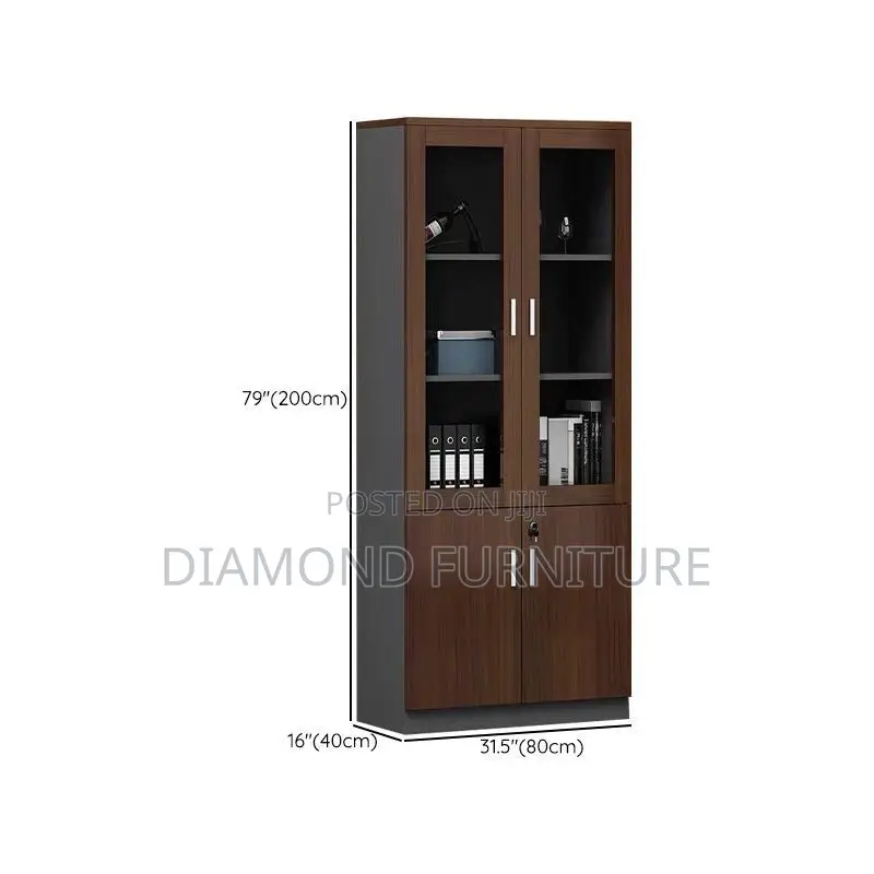 Office Furniture; Versatile 2-Door Half Glass Bookshelf
