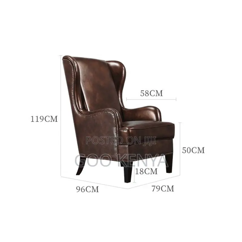 1-Seater Sofa; Wooden Running Base Leather Sofa Chair