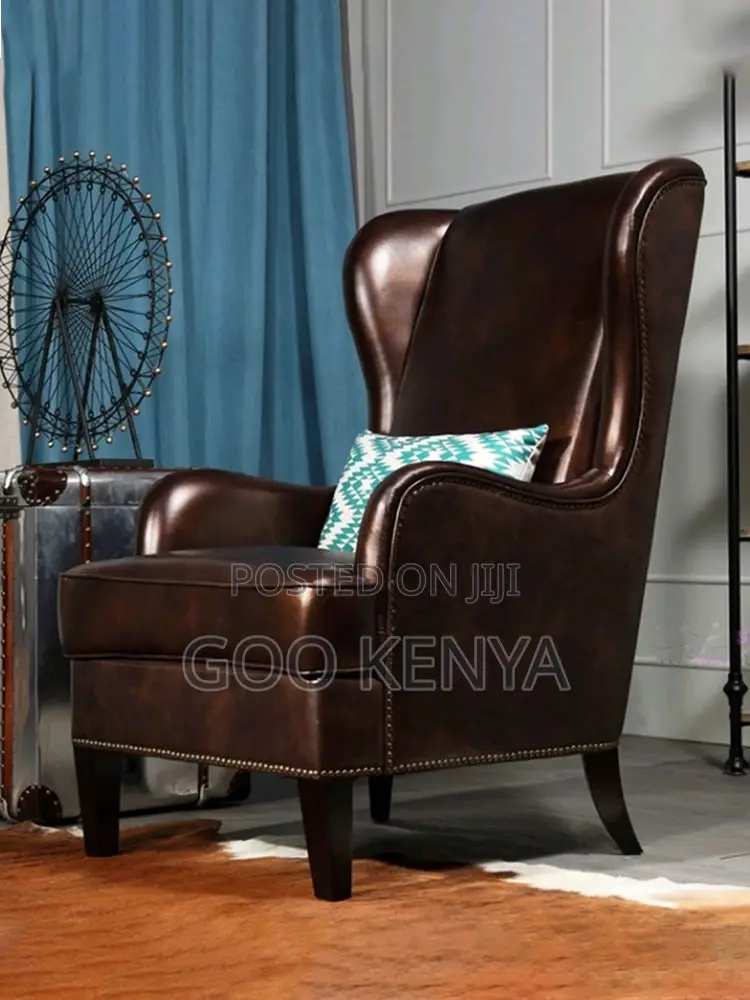1-Seater Sofa; Wooden Running Base Leather Sofa Chair