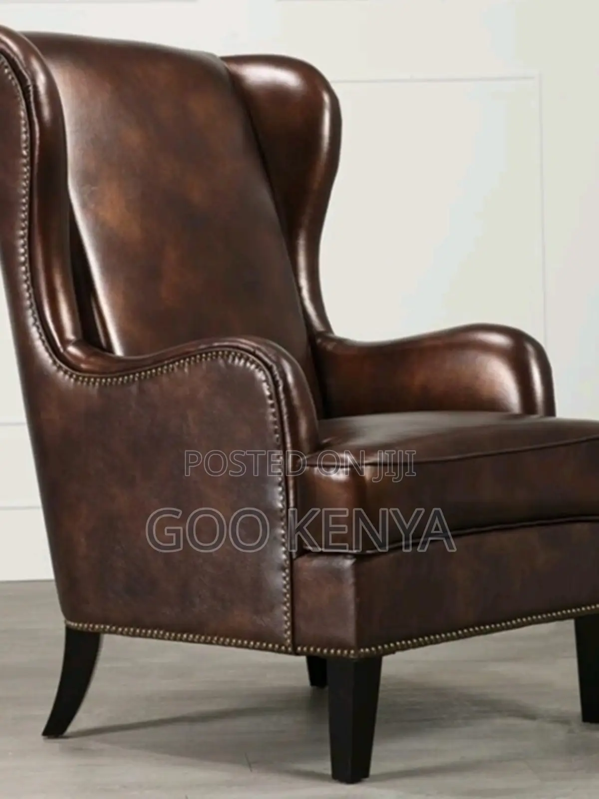1-Seater Sofa; Wooden Running Base Leather Sofa Chair