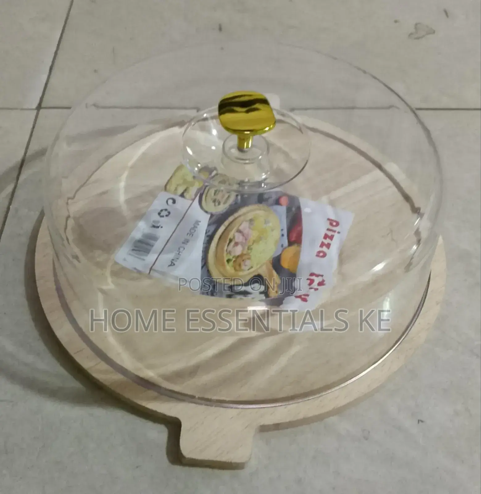 30cm Bamboo Tray With Handle + Acrylic Dome Cover-Cake Fruits Storage