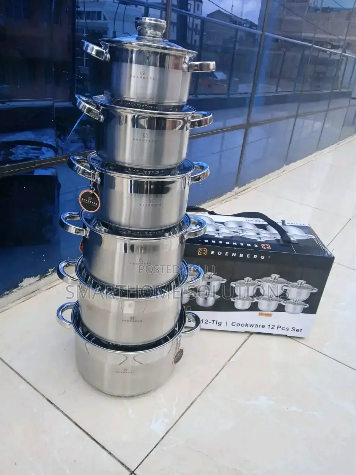 12 Pieces Edenburg Cookware Set Stainless Steel.