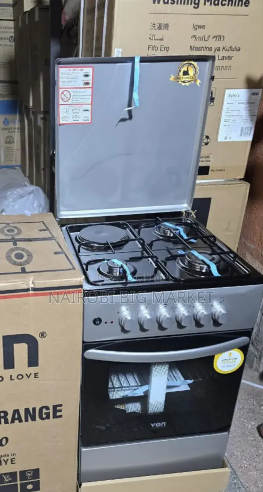 Von Gas Cooker 50 by 60 Free Standing With 5 Knobs