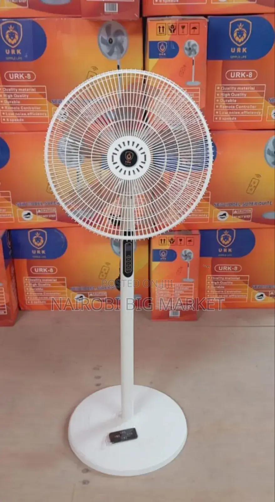 White Urk Standing Fan 16"