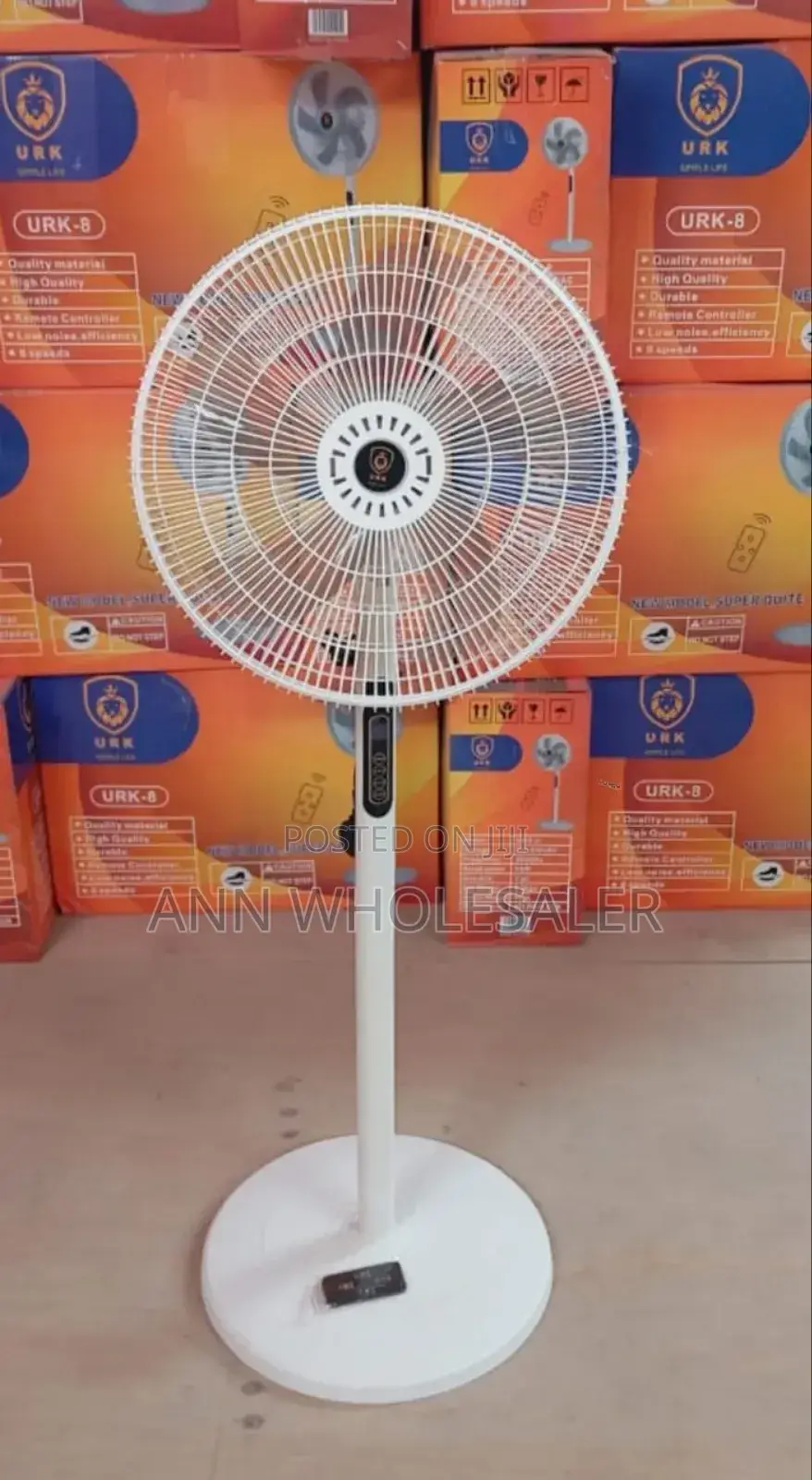 White Urk Standing Fan 16"