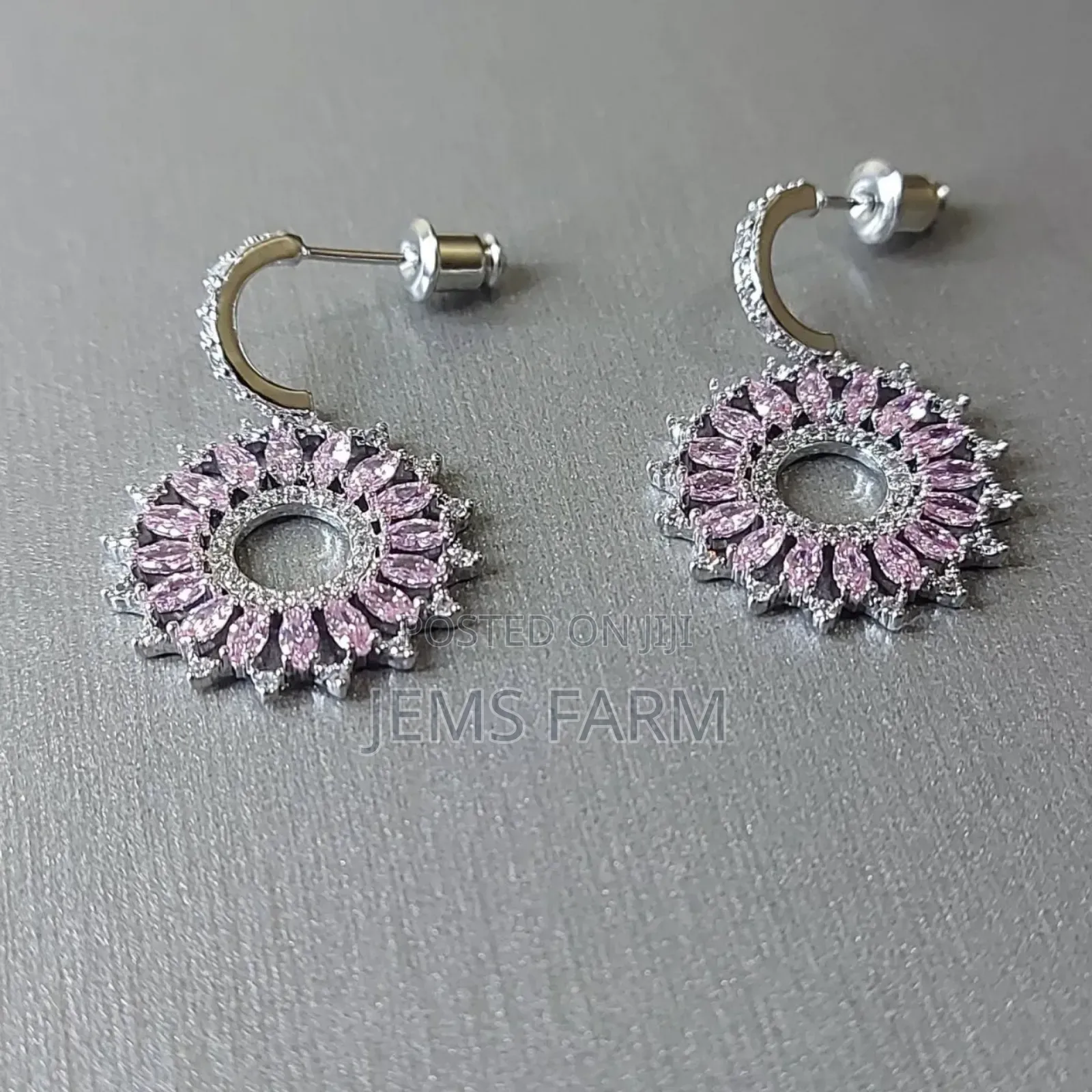 Rose Gold Plated Curbic Zircon Round Hoop Earrings