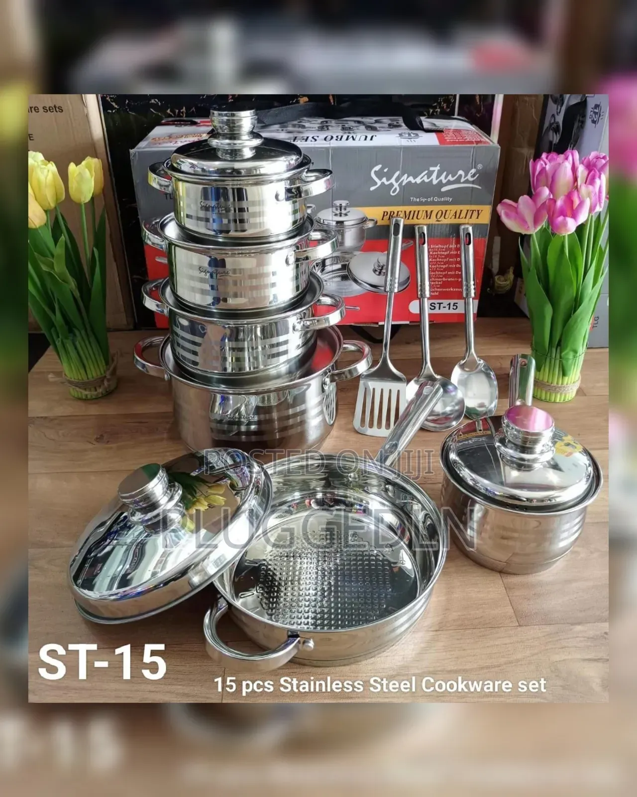 Signature 15 PCS Induction Base Stainless Steel Cookware Set
