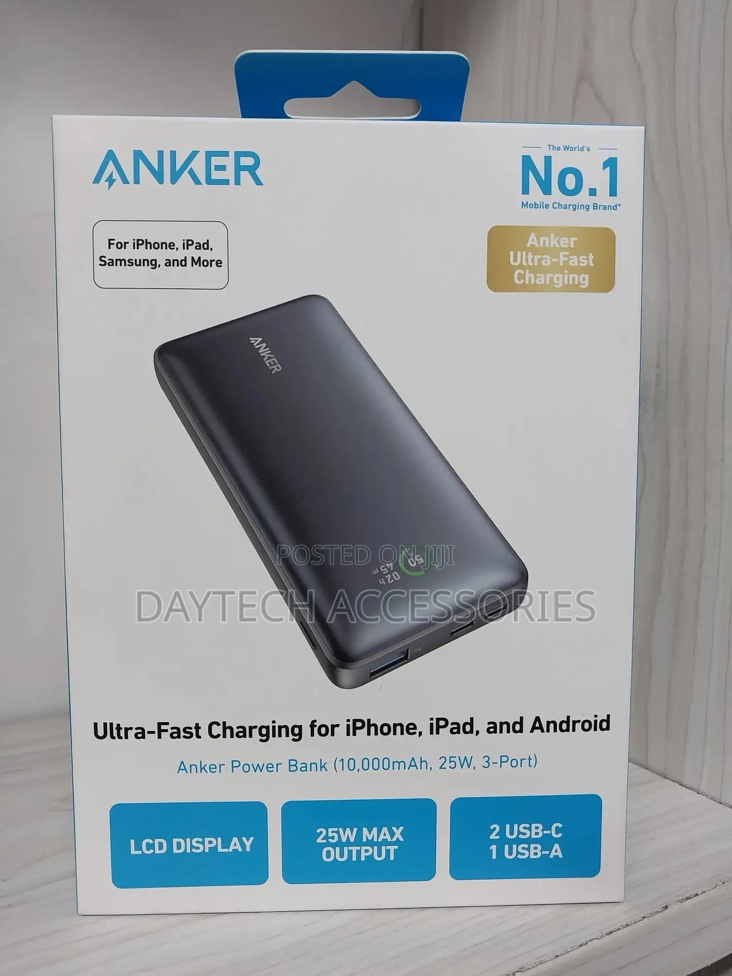 Anker Power Bank (10,000mah, 25w, 3-Port) Ultra-Fast Charging