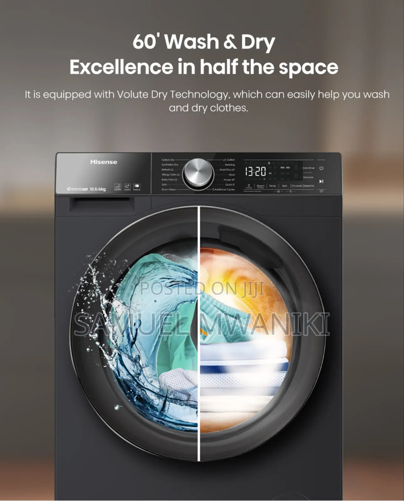 Hisense 10.5/6kg Front Load Wash Dry Washing Machine Full Automatic