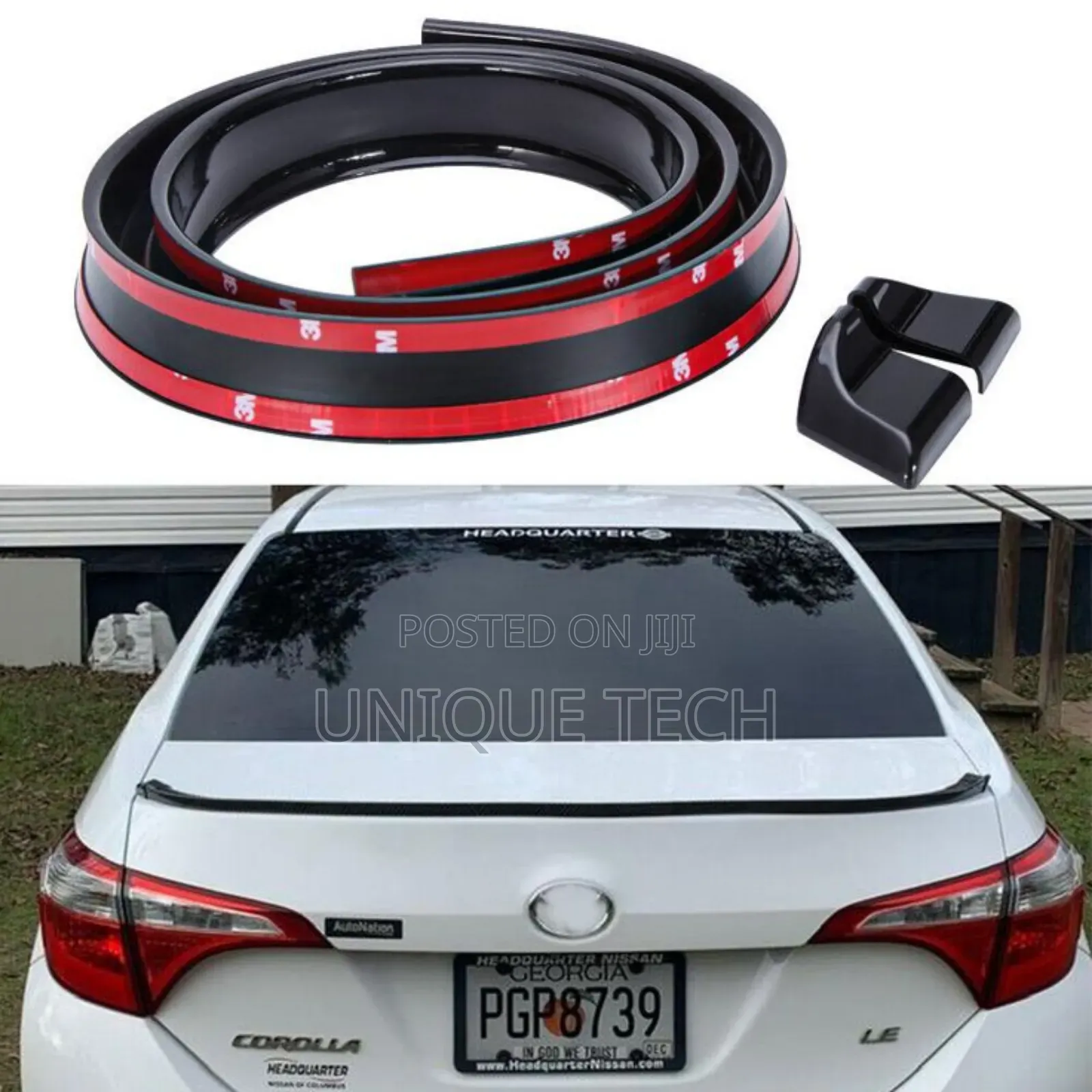 Car Rear Trunk Lip Universal Black Rubber Spoiler Flexible