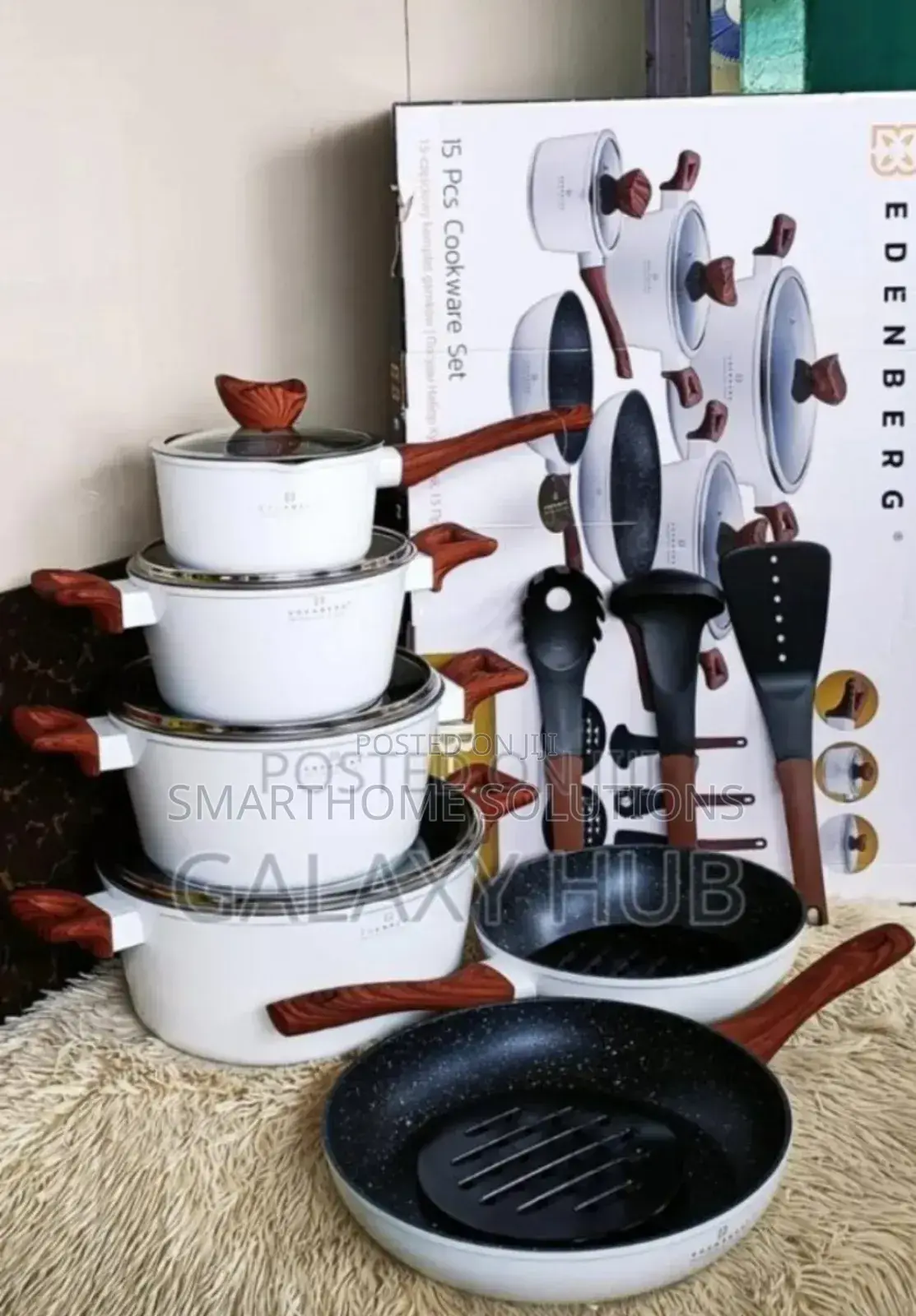 Heavy Duty- Edenburg 15pcs Cookware. Sufurias With Wooden Handle