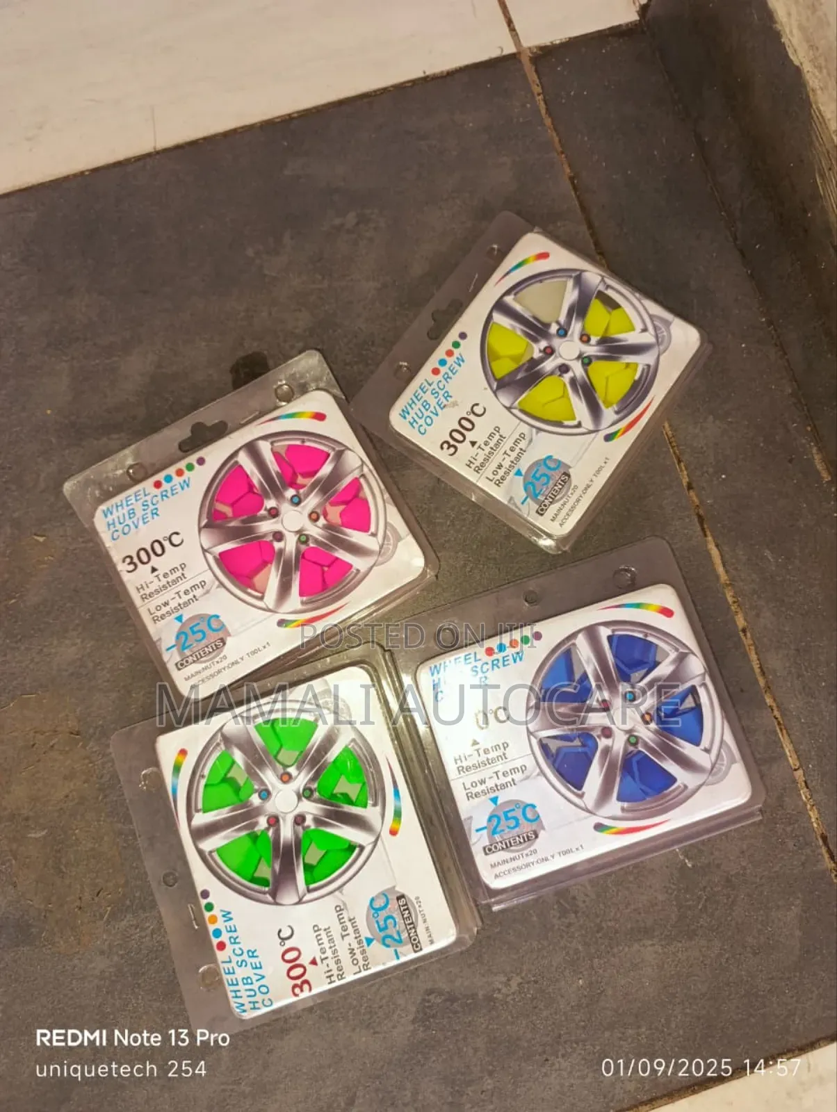 Car Hub Screw Nut Cover Set Universal Fit (Blue Pink Yellow Green)