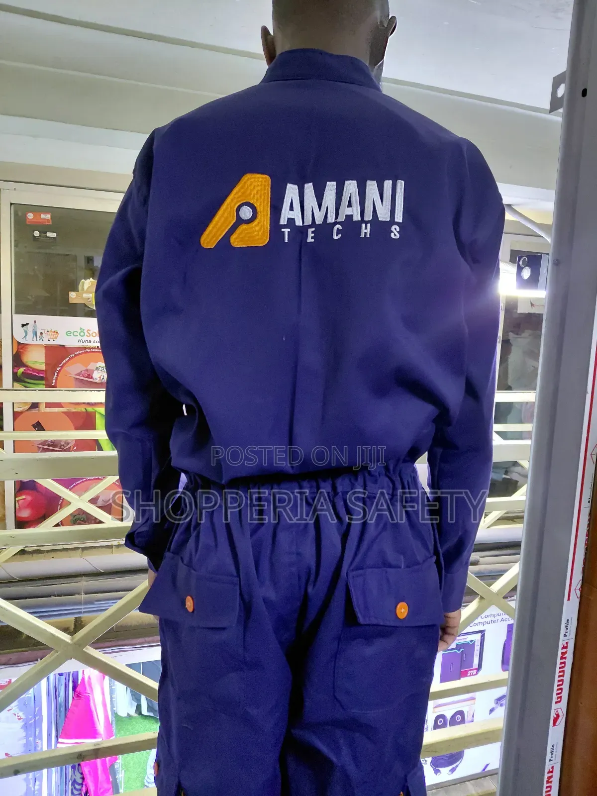 Branded Cargo Overall- Navy Blue