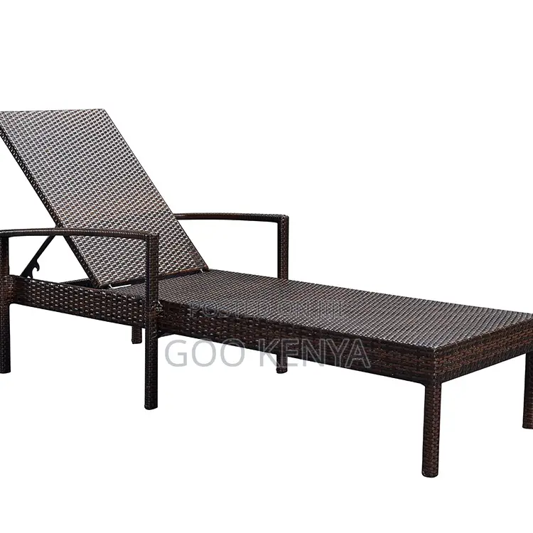 Outdoor Chair; Adjustable Poolside Pe Rattan Sun Lounger Chair