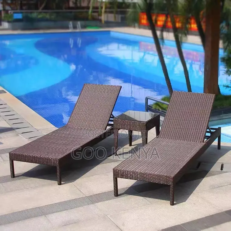 Outdoor Chair; Adjustable Poolside Pe Rattan Sun Lounger Chair