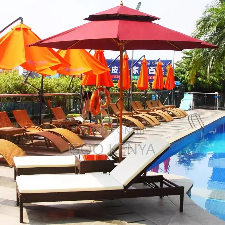 Outdoor Chair; Adjustable Poolside Pe Rattan Sun Lounger Chair