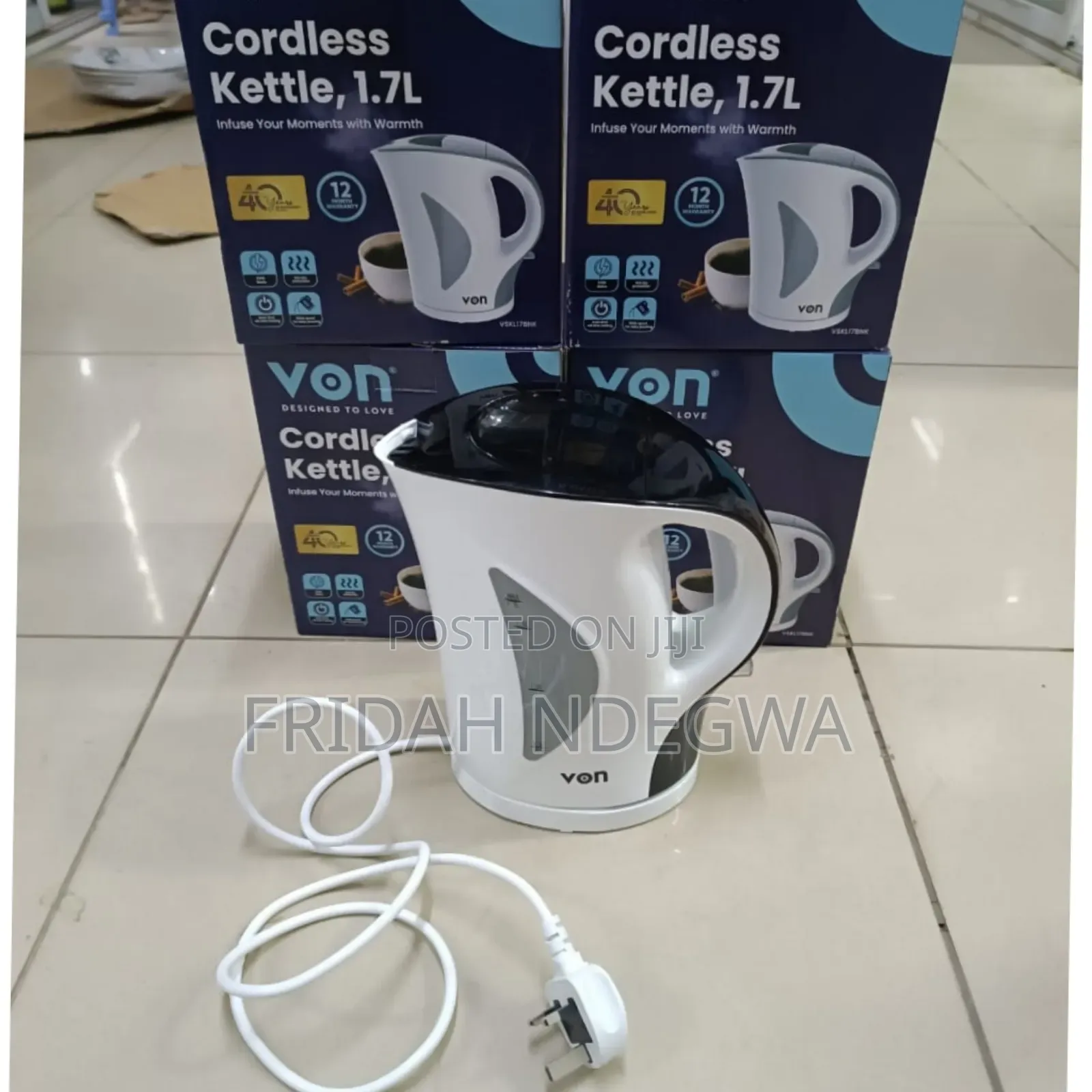 Von Vskl17bnk 1.7 Litres Upright Cordless  Kettle