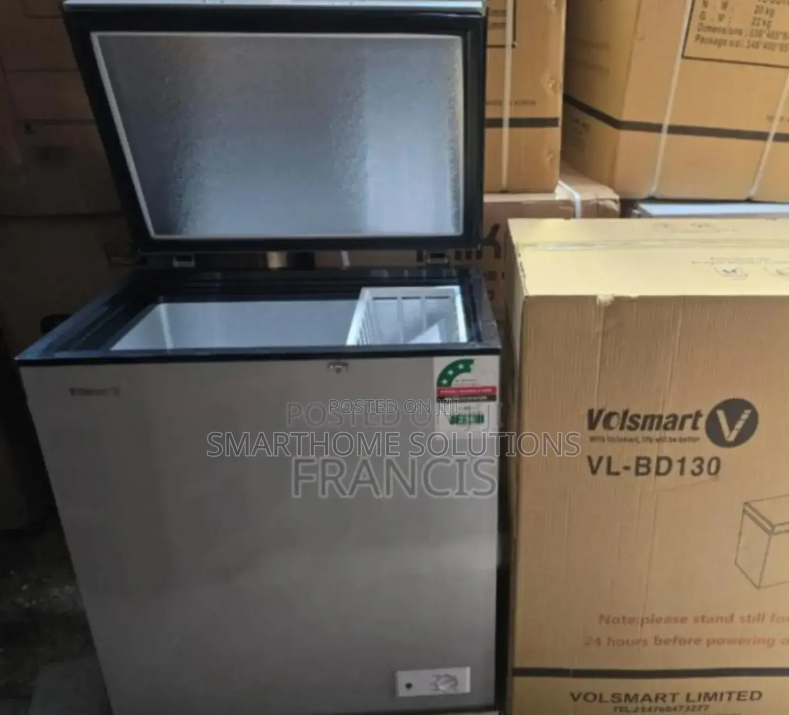 Colour Grey- 130litres Volsmart Freezer