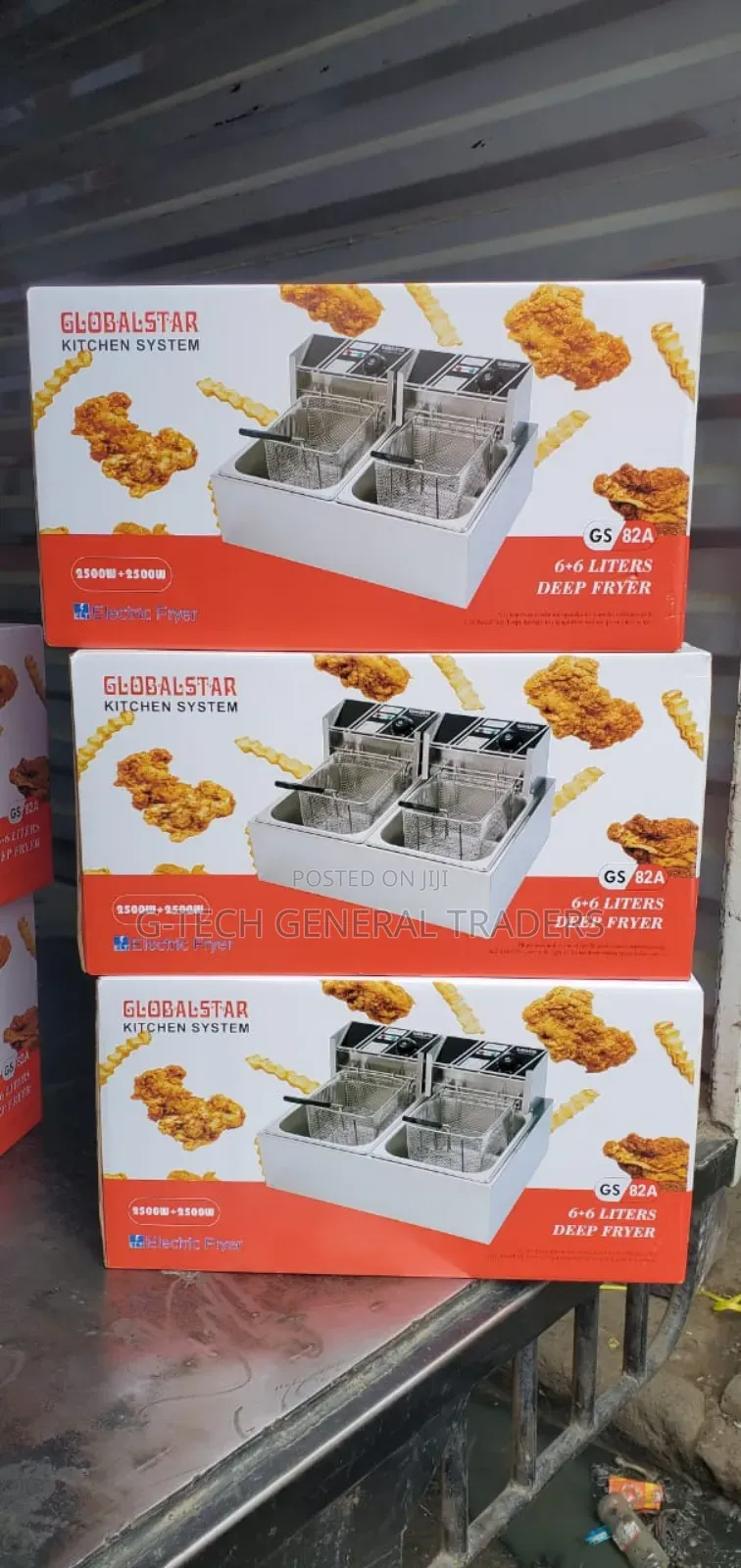 Globalstar Double Tank 6+6lt Chips Stainless Steel Double Deep Fryer