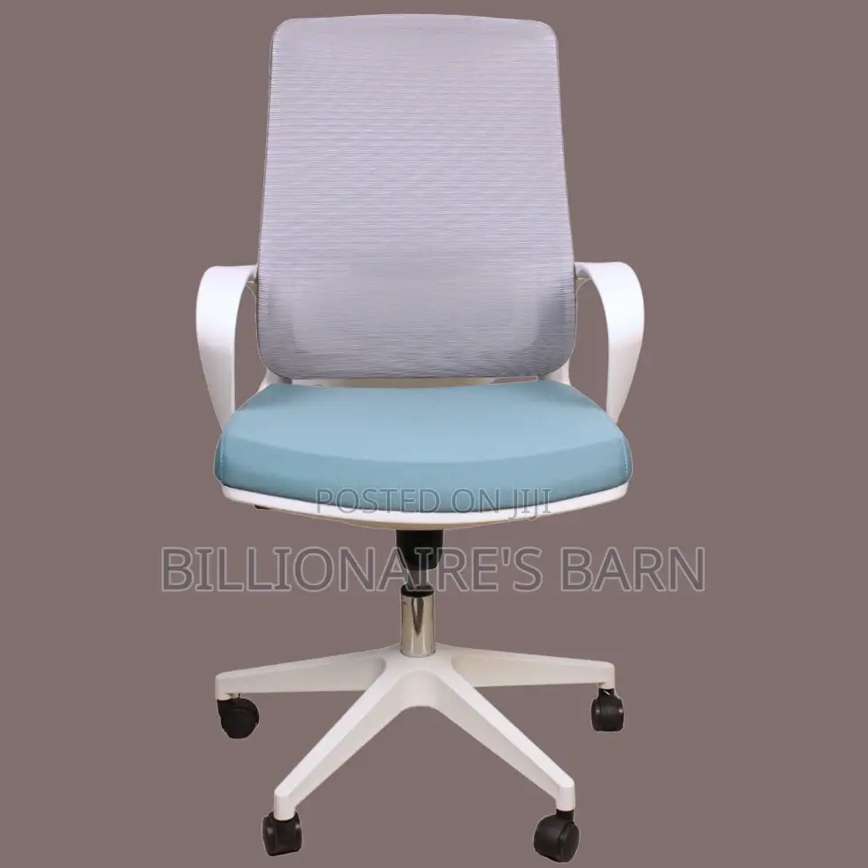 Ergonomic, White Mesh Chair, With Lumbar Support Breathable Back.