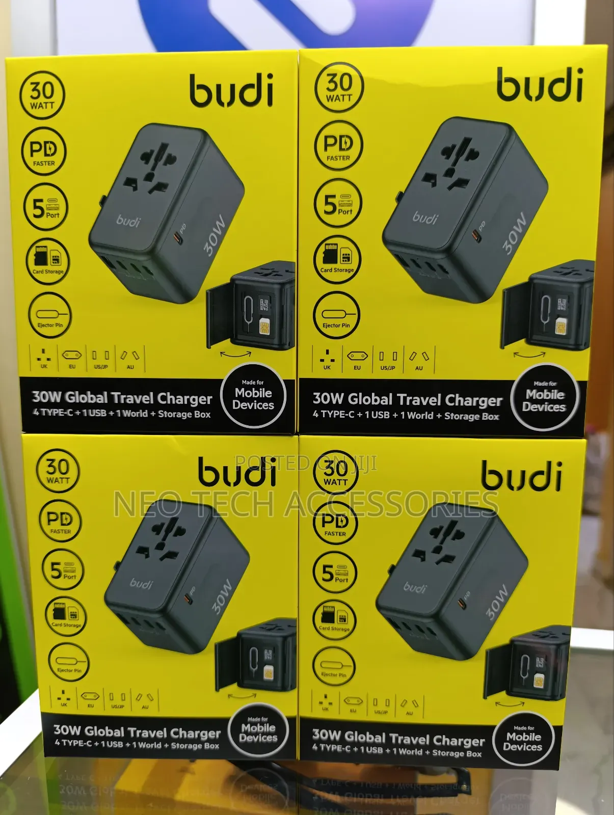 Budi 30w Global Travel Charger(5-in-1 Charging Hub)