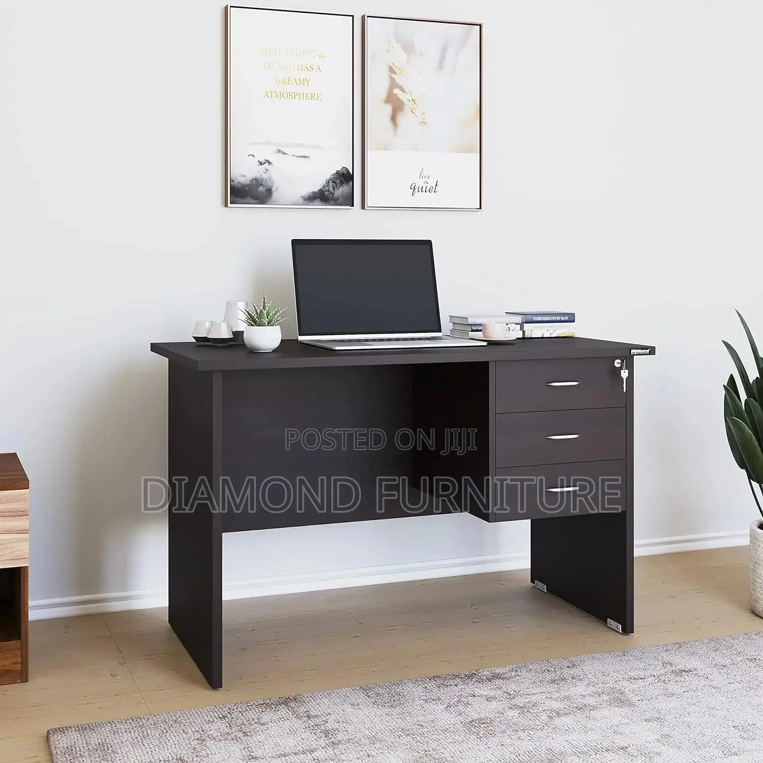 Office Furniture; Compact (120cm) Office Desk With Storage Drawers