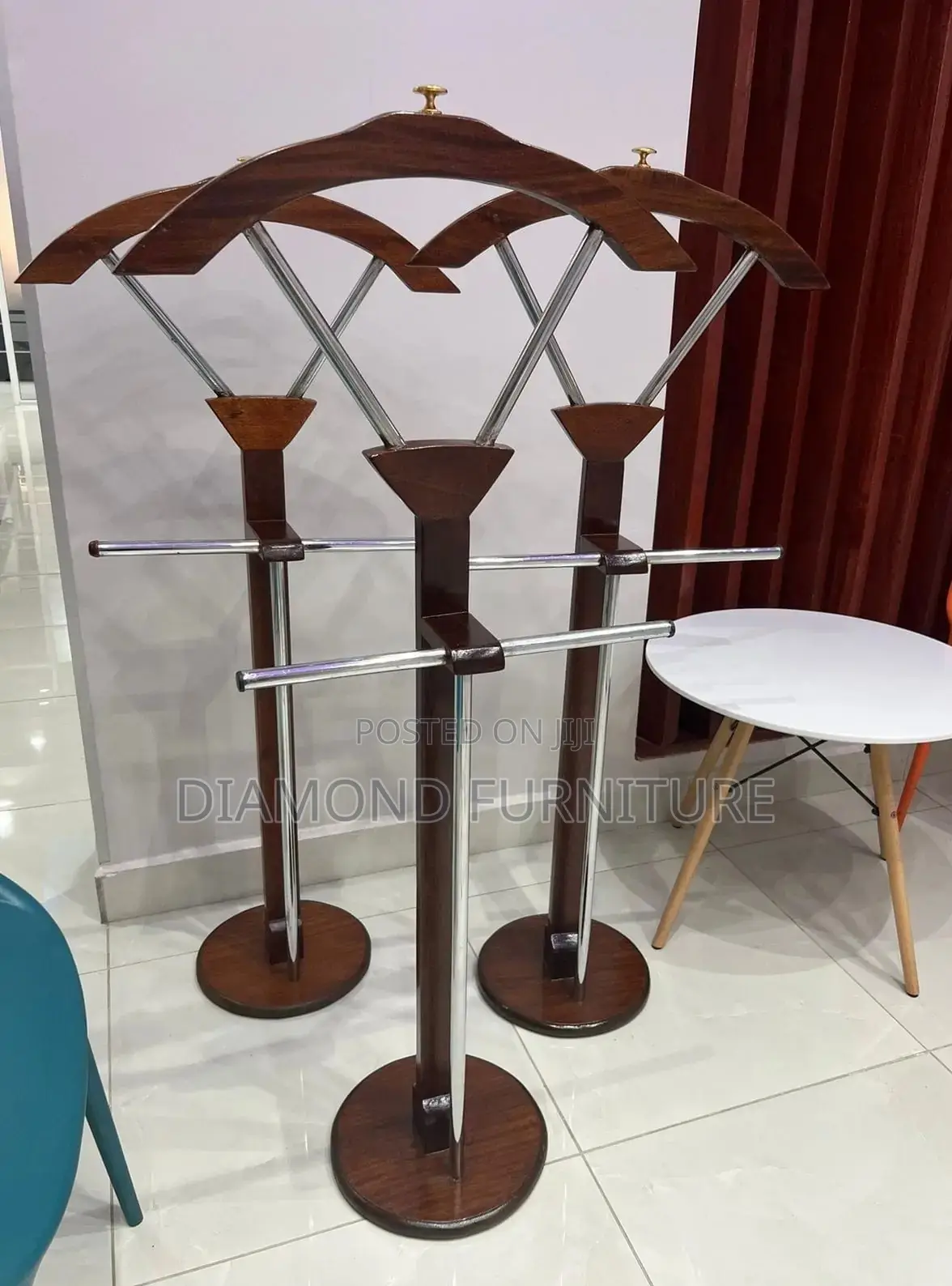 Office Furniture;Modern Mahogany Coat Hanger Stand With Multiple Hooks