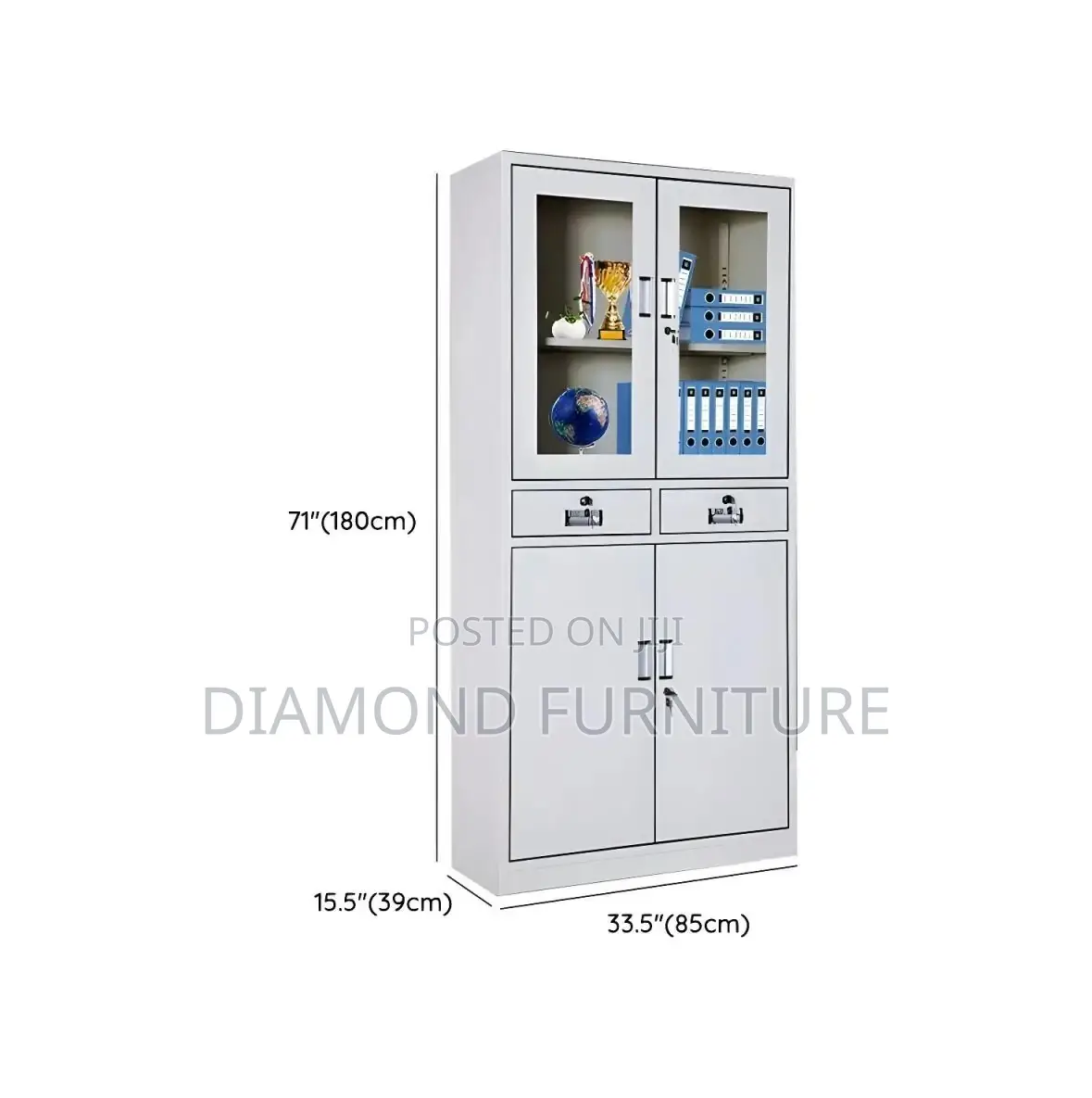 Office Furniture; -Durable 2-Door Metallic Cabinet With Locking System