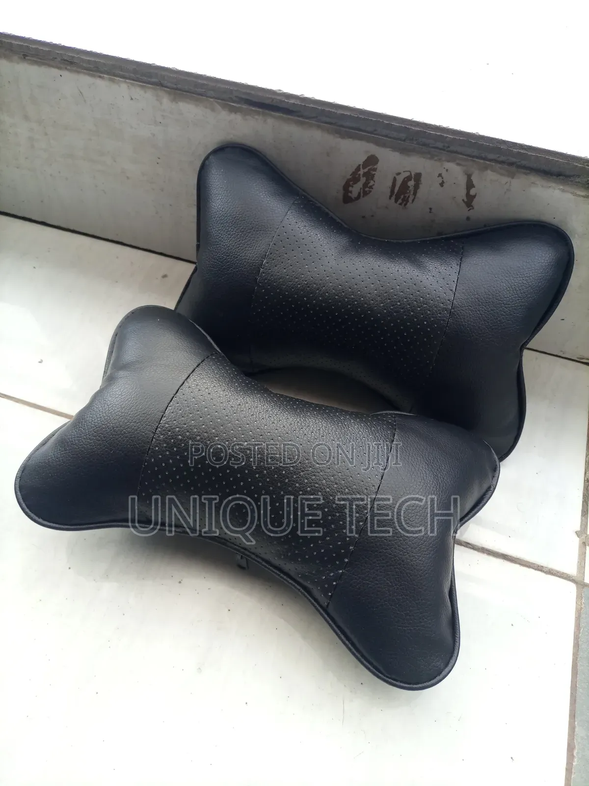 Plain Black Car Headrest Pillow 2pcs Set Travel Comfort