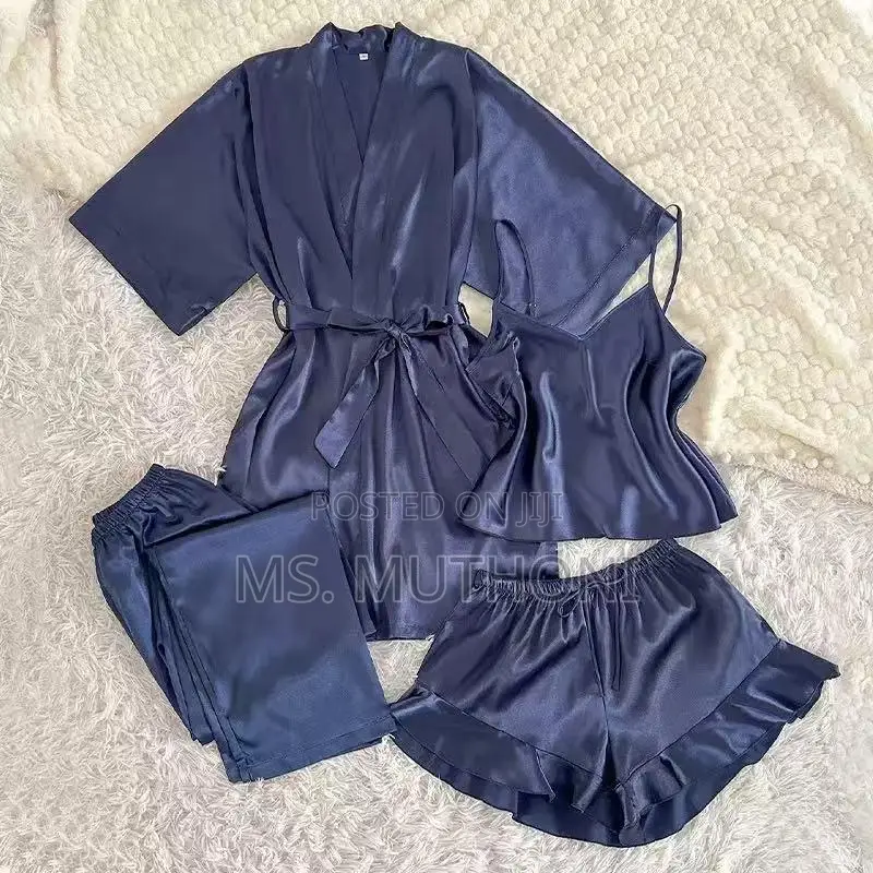Quality 4pc Qualitty Women’S Satin Pajama Set With Robe,