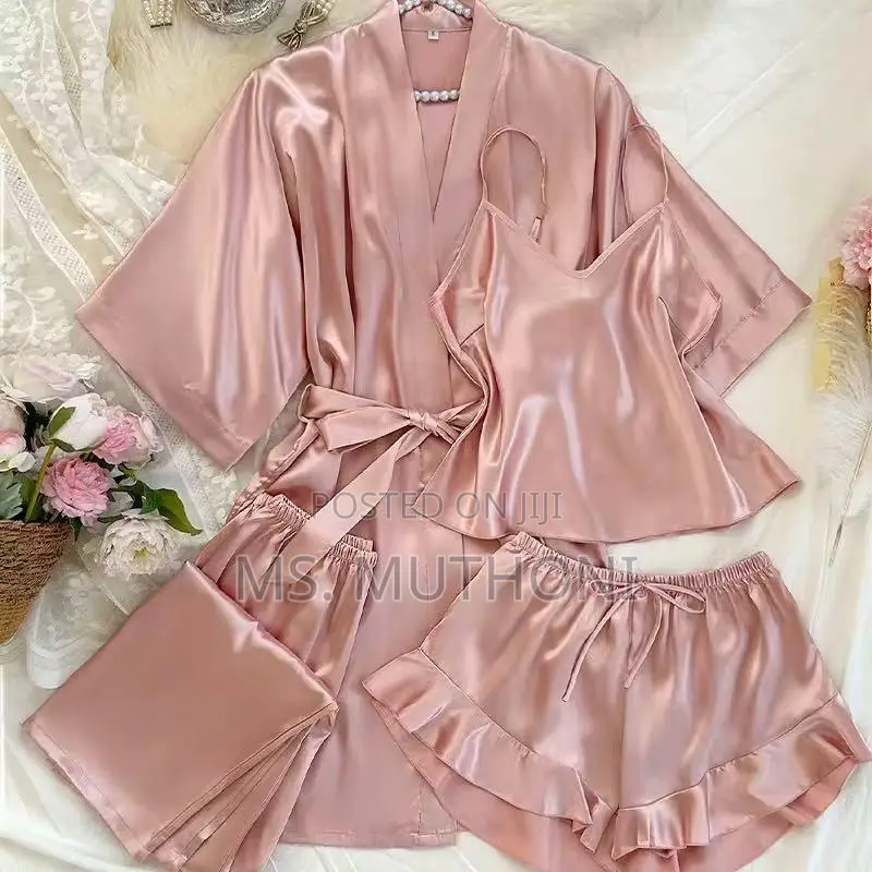 Quality 4pc Qualitty Women’S Satin Pajama Set With Robe,