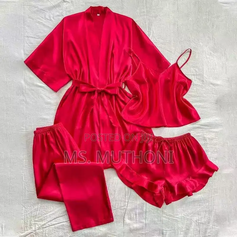 Quality 4pc Qualitty Women’S Satin Pajama Set With Robe,