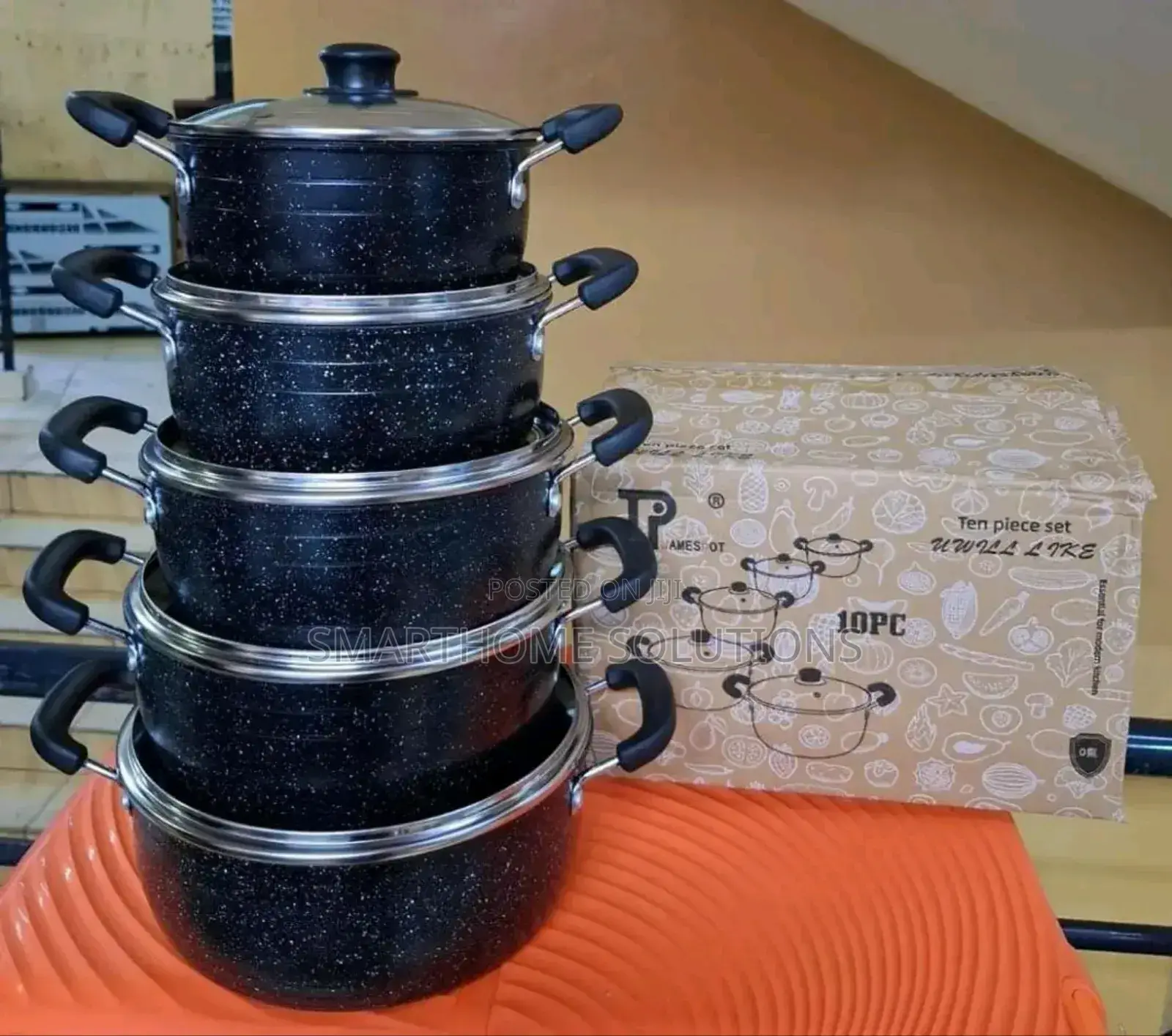 Jp 10pieces Black Cookware Kitchen Set Jl/C