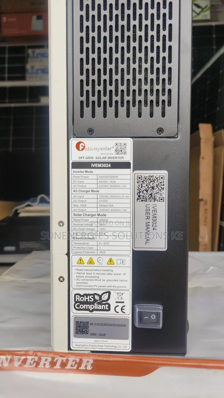 3kw 24vdc 142a Felicity Hybrid Inverter