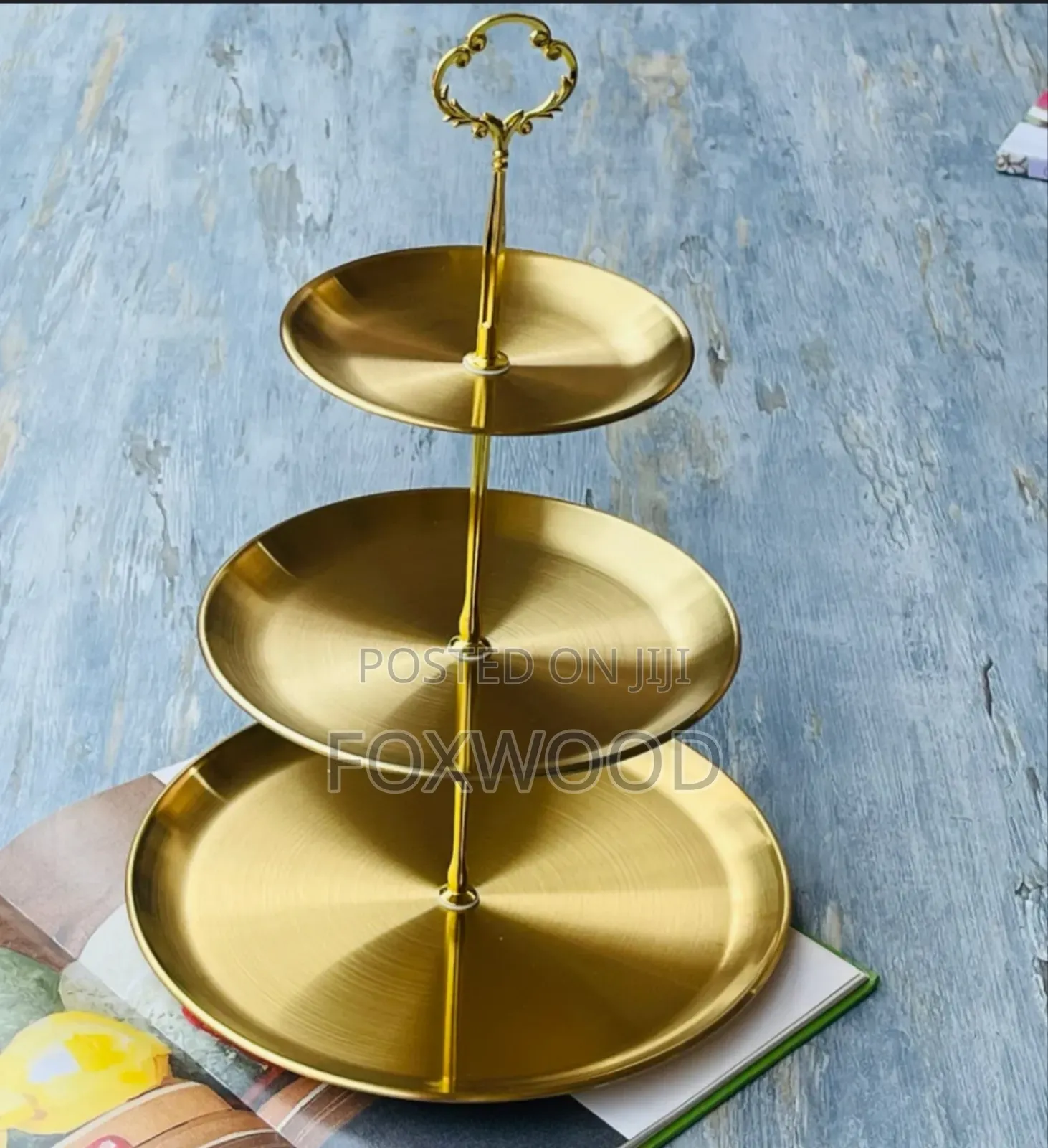Gold Steel Cake Stand 3 Layer