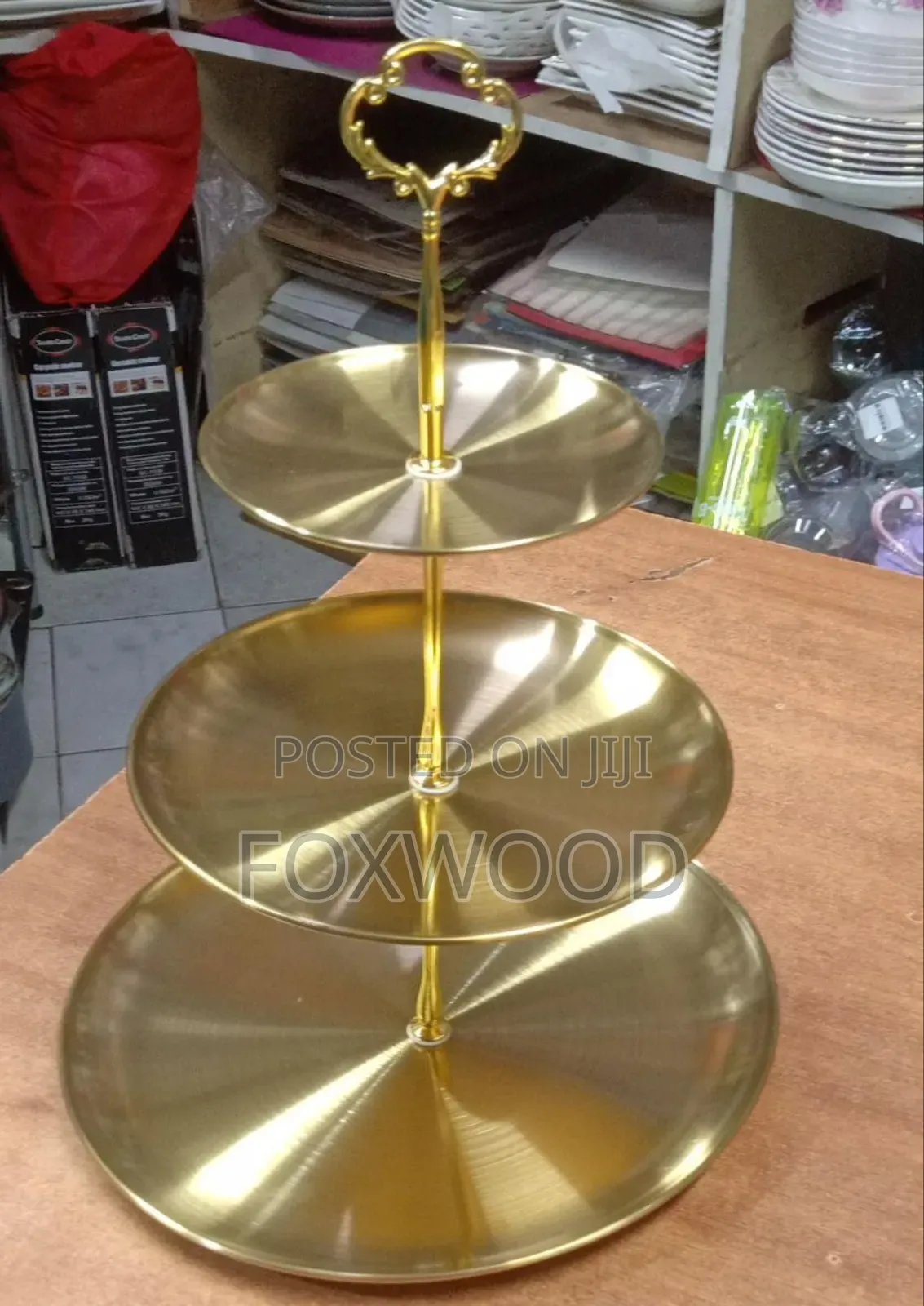 Gold Steel Cake Stand 3 Layer