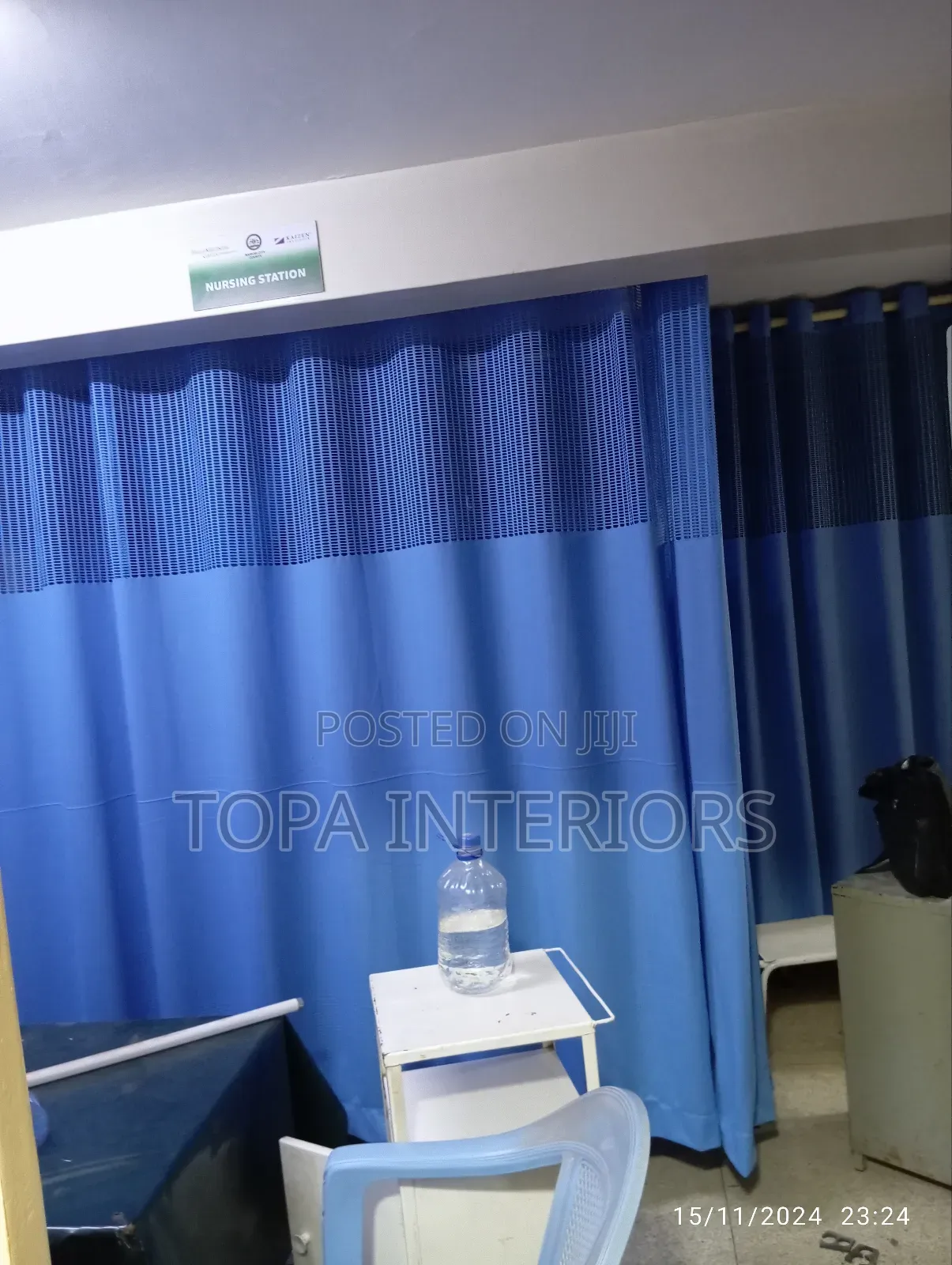 Nursing Station Blue Hospital Partition Privacy Curtains