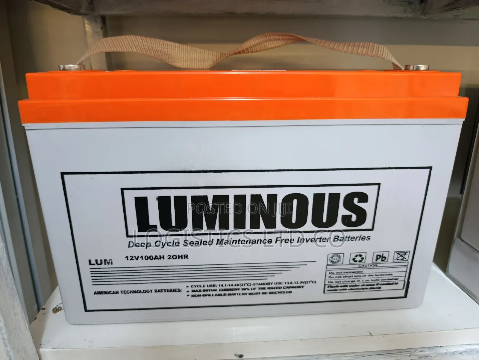 Luminous 100ah 12v 1.2kwh Battery, 10hr, Sealed Maintenance-Free