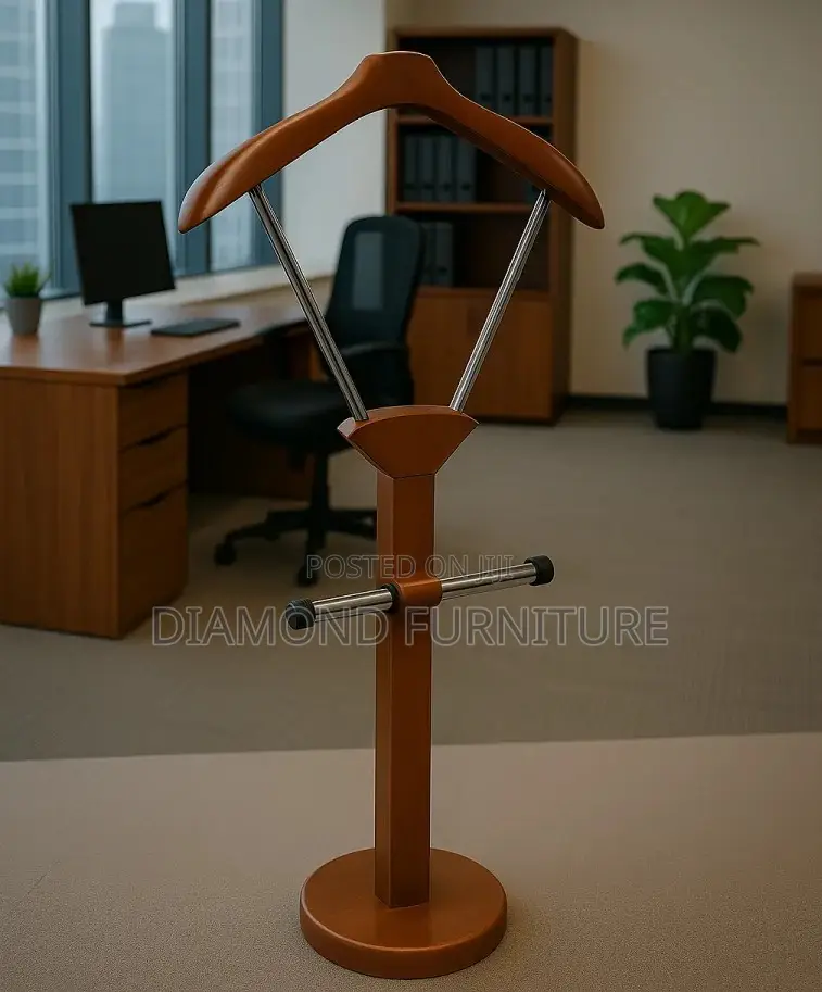 Office Furniture; Wooden Standing Coat Hanger With Classic Design