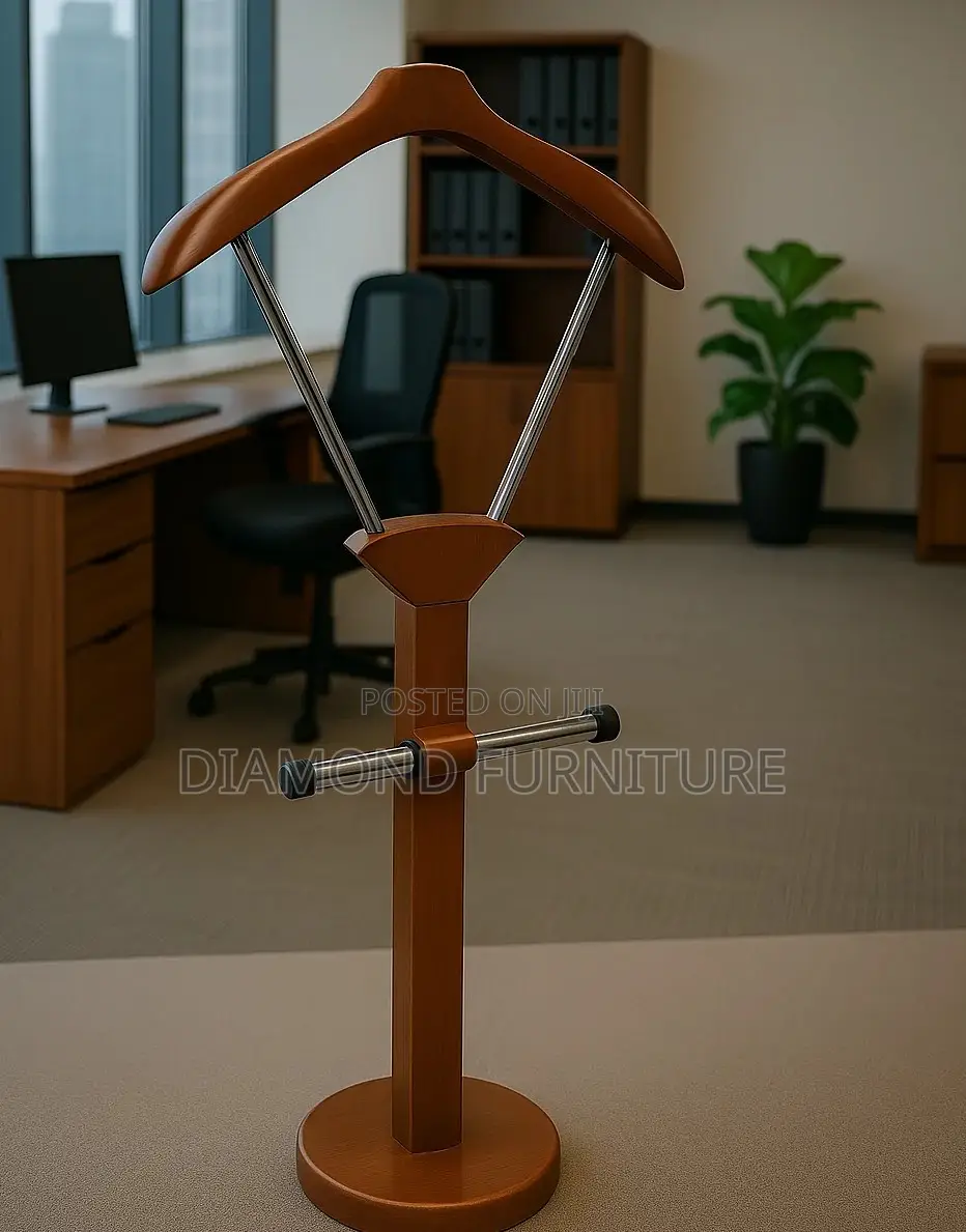 Office Furniture; Wooden Standing Coat Hanger With Classic Design