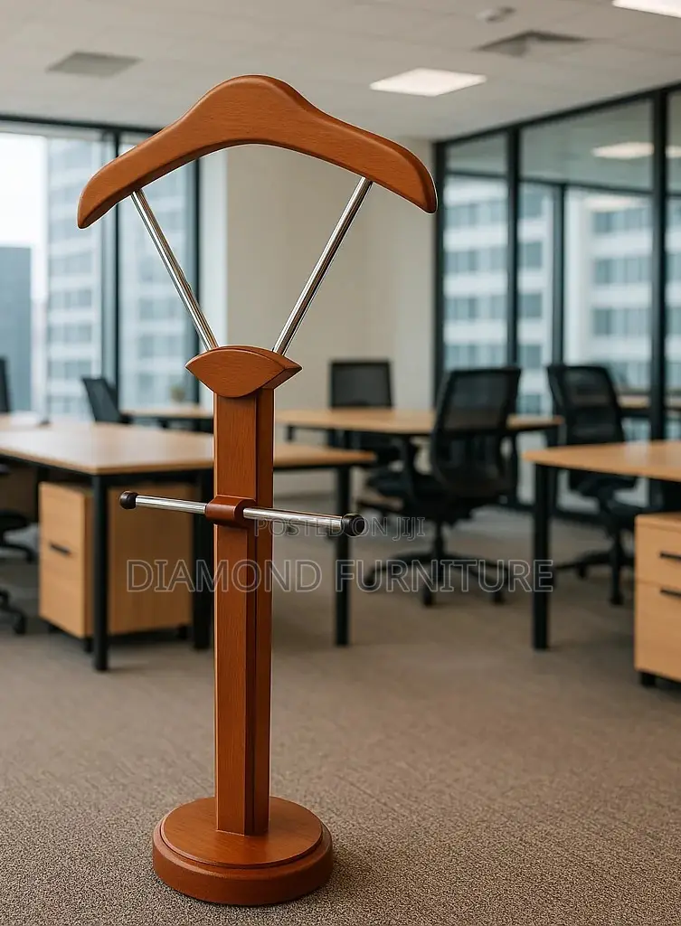 Office Furniture; Wooden Standing Coat Hanger With Classic Design
