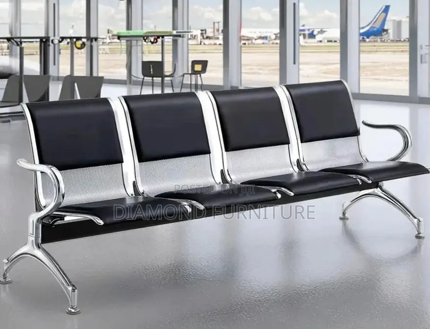 Office Furniture;Ergonomic 4-Seater Waiting Chair With Breathable Mesh