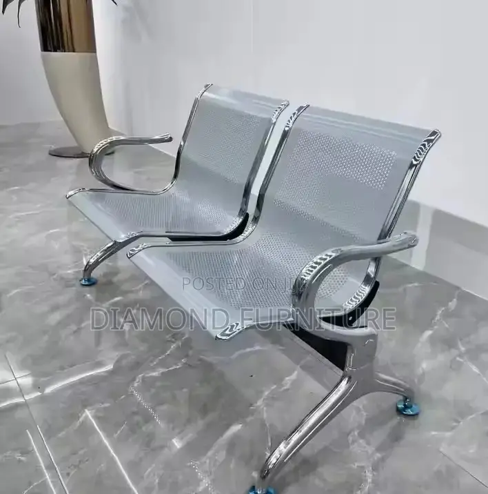 Office Furniture; (2-Seater)Guest Chair With Ventilated Metal Backrest