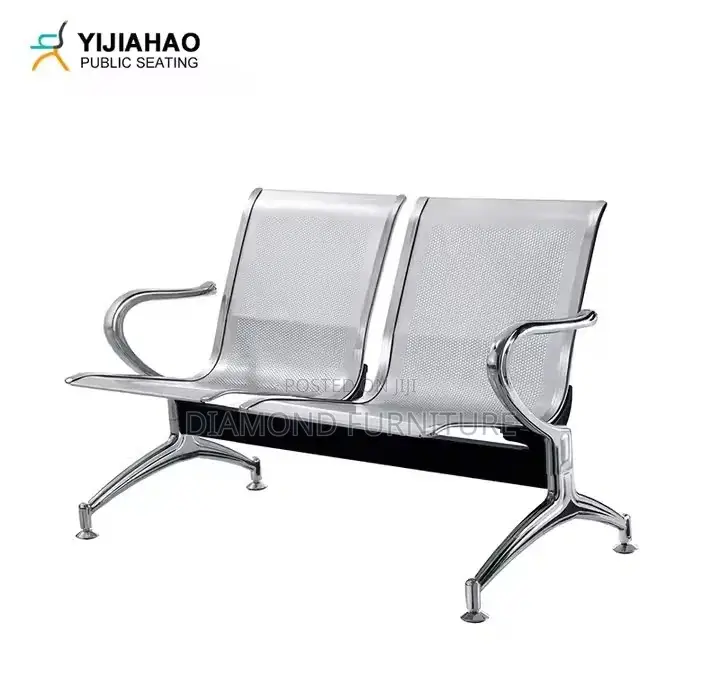 Office Furniture; (2-Seater)Guest Chair With Ventilated Metal Backrest