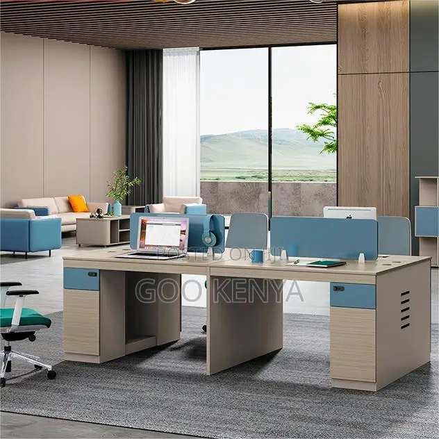 Office Desk; 4-Person Workstation Desk With Extendable Design